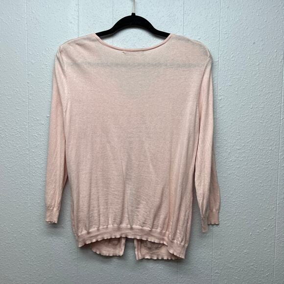 Cable & Gauge Soft Pink Beaded Womens Cardigan Sweater Medium Workwear Soft Girl - Picture 7 of 13